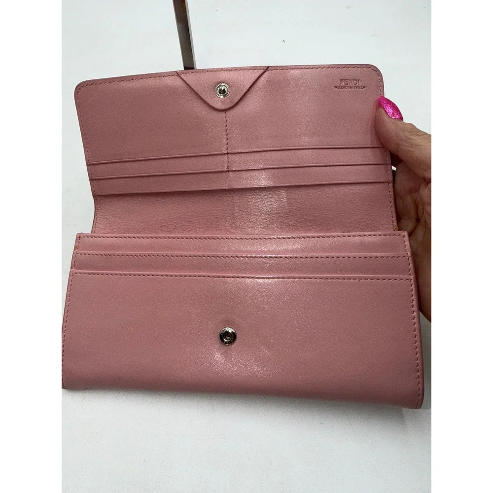 Fendi Vitello Century Hypnoteyed Pink Zippy Continental Wallet in Bubblegum - Picture 8 of 16
